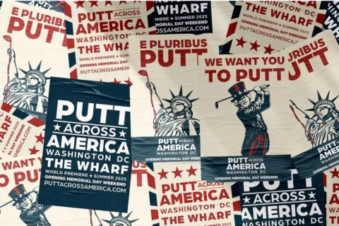 collage of Putt Across America posters