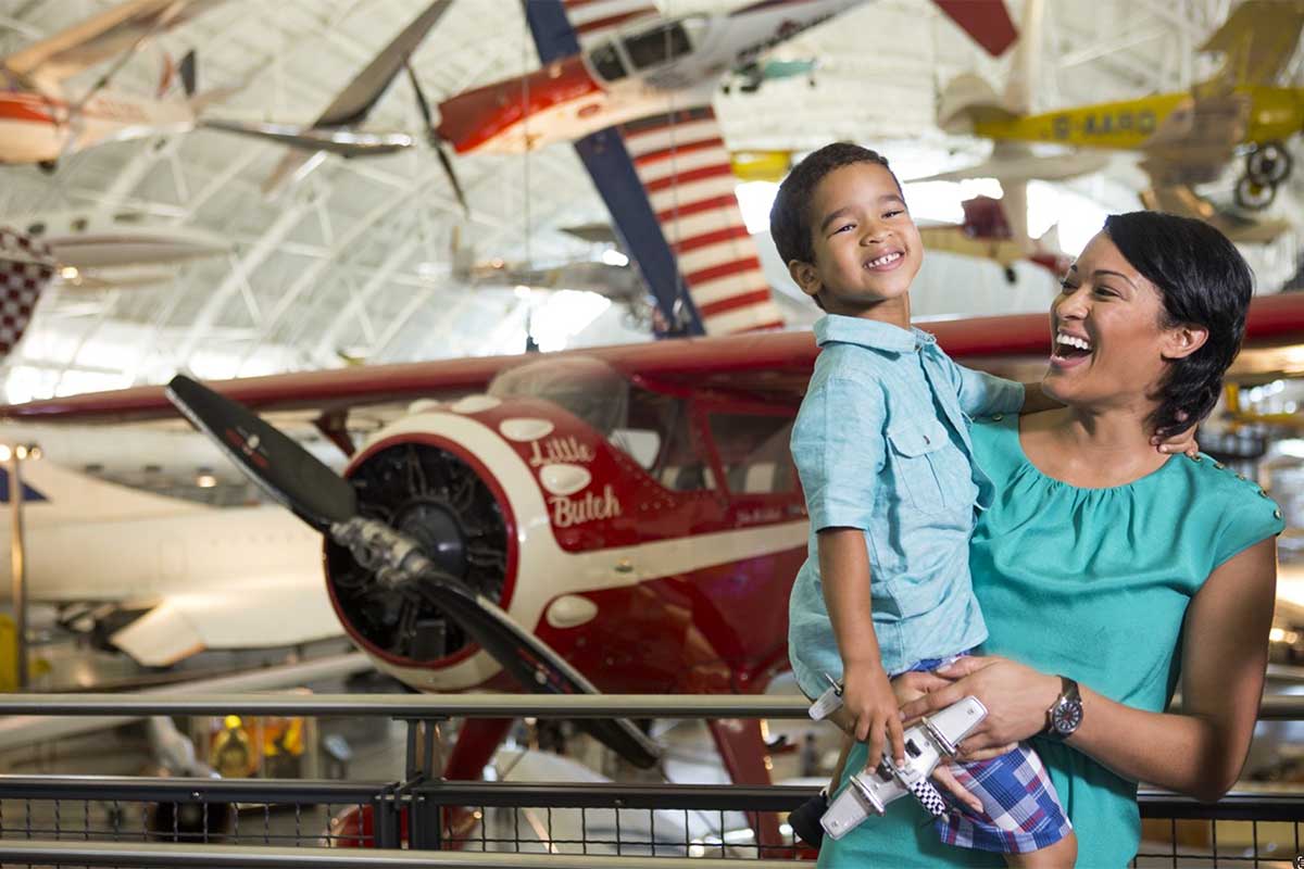mother and son at udvar-hazy center