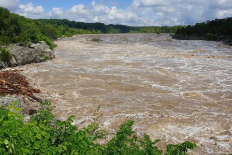 potomac river flooding at Great Falls Park in May 2025