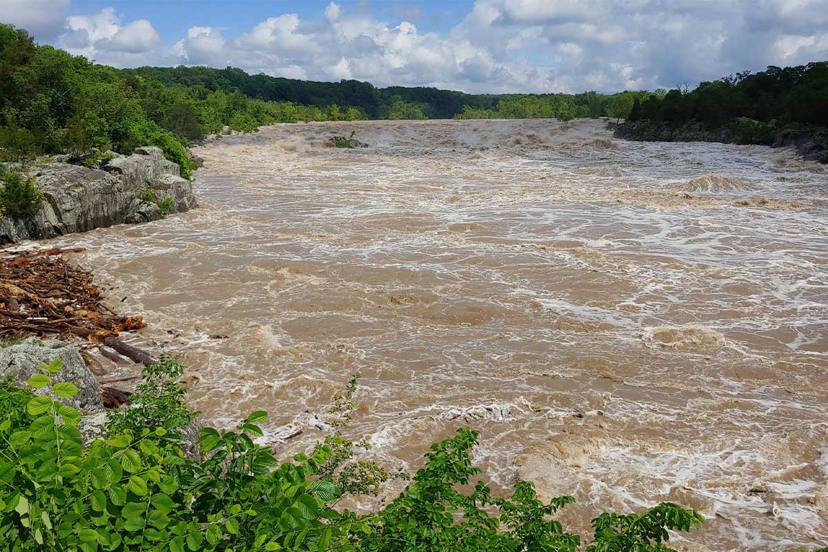 potomac river flooding at Great Falls Park in May 2025