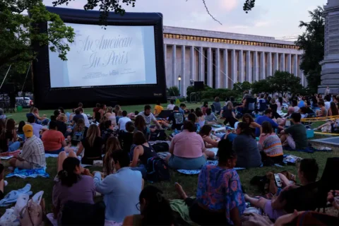 crowd watching movie on the lawn of the Library of Congress