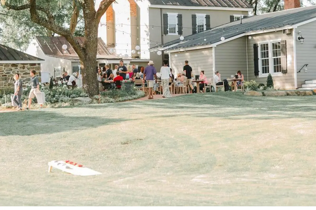 outside view of people at  Fleetwood Farm Winery