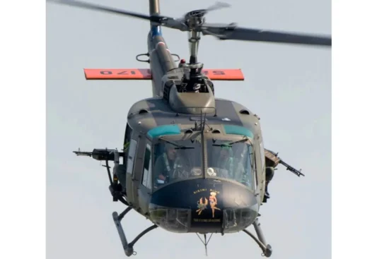 A UH-1HHuey helicopter from Liberty Warbirds