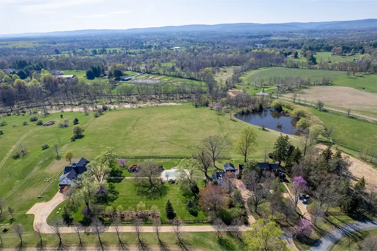 aerial shot of hedgeland manor