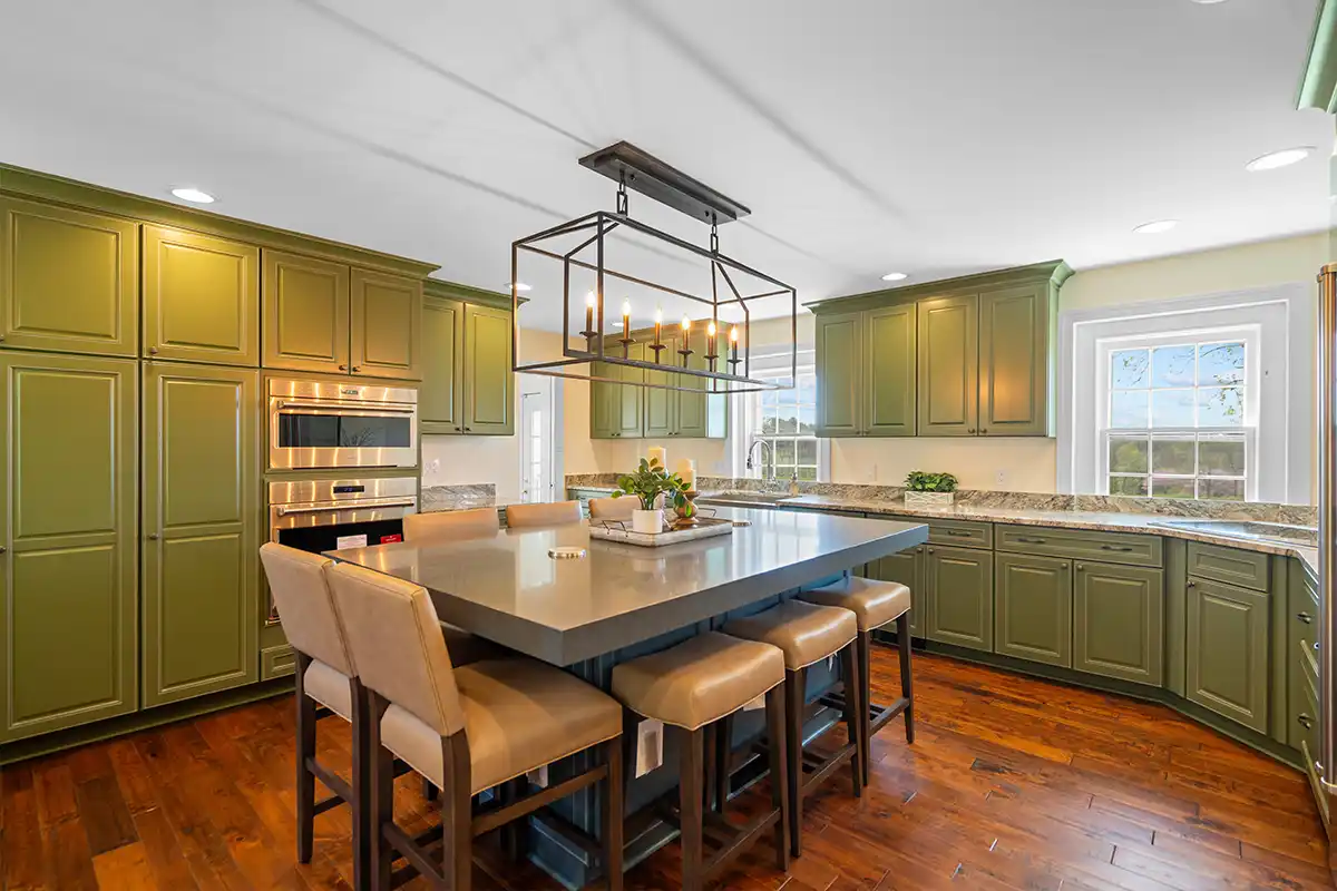 kitchen with olive green colored cabinets