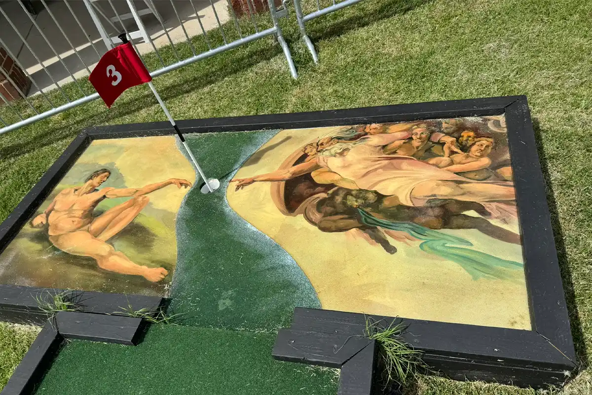 creation of adam golf course at masterpiece mini golf