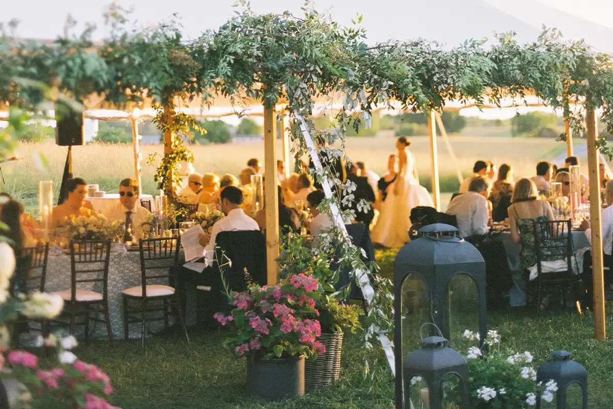 wedding tent and decorations at goodstone inn