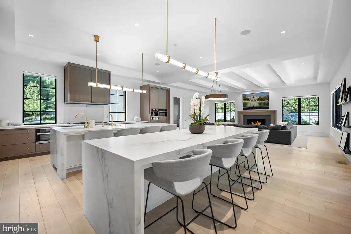 kitchen with dual center island