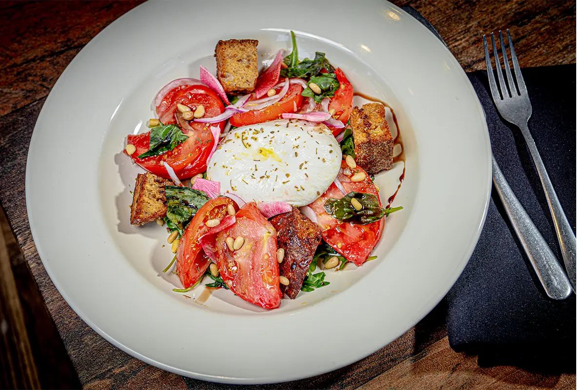 Matt and Tony’s tomato and burrata salad