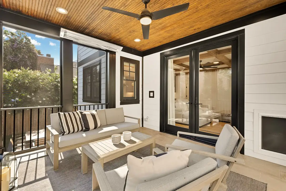 Screened-in porch at Dave Martinez's Arlington home