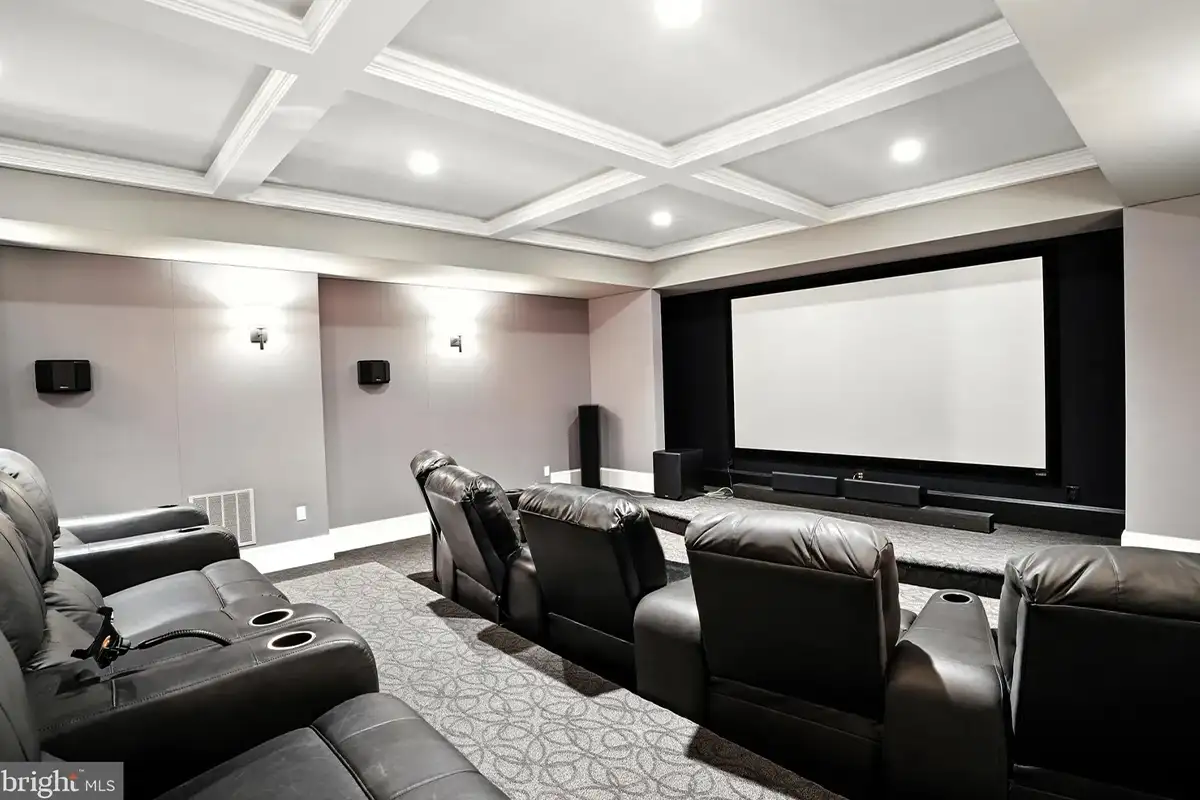 Movie theater in lower level of home