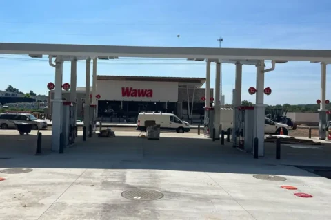 exterior view of the Wawa in Dumfries under construction