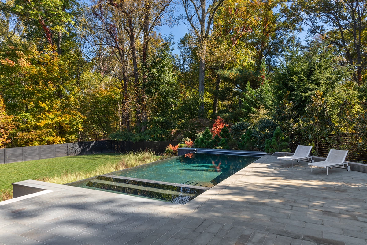 backyard of McLean mid century modern home 