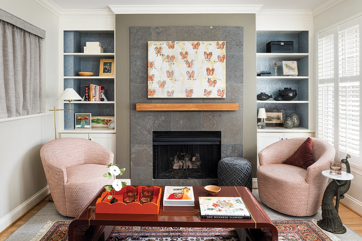 living room of old town alexandria rowhouse