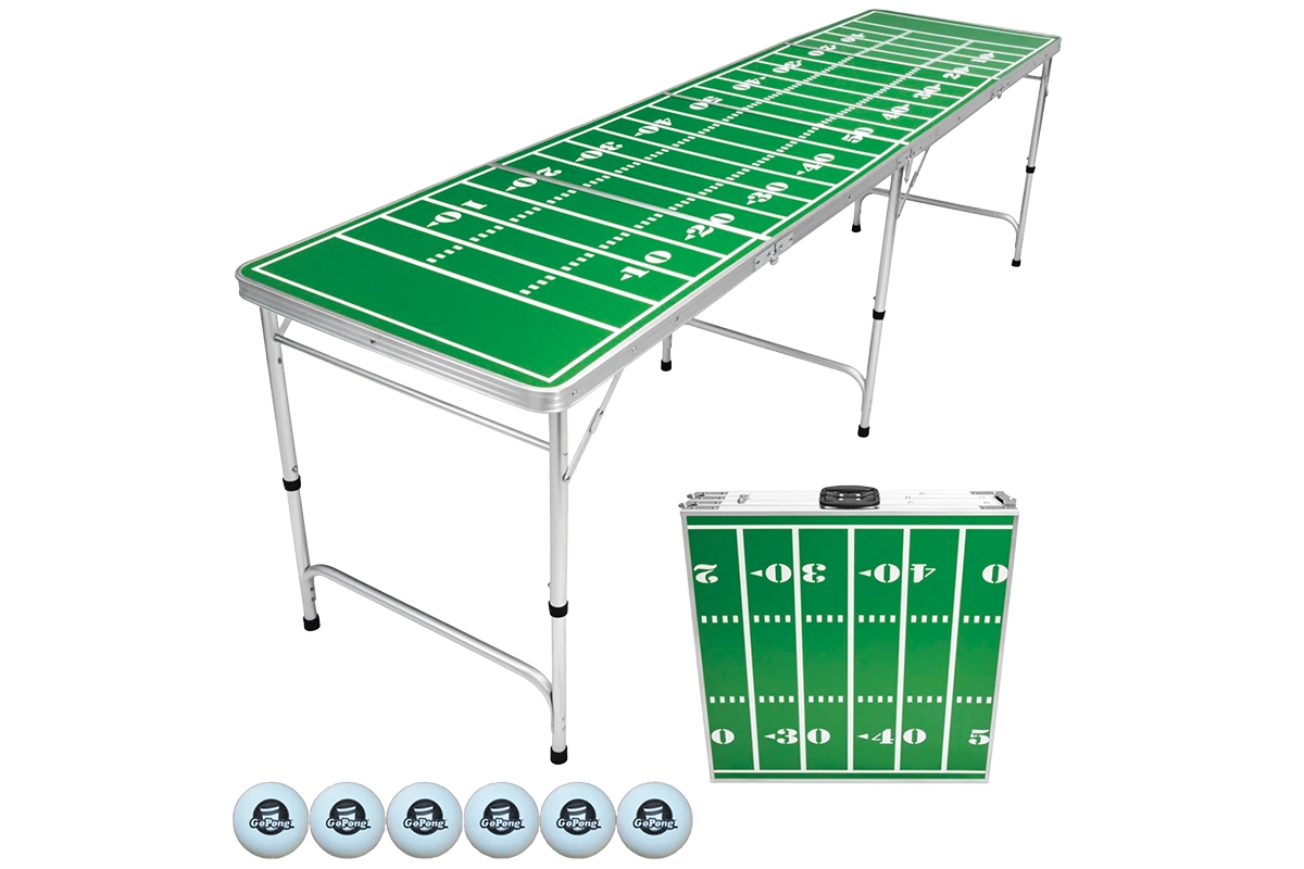 table that has football yards on it