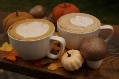 a pumpkin pie chai latte at Caboose Tavern