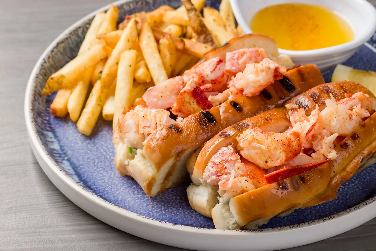 California Fish Grill Lobster Roll with fries