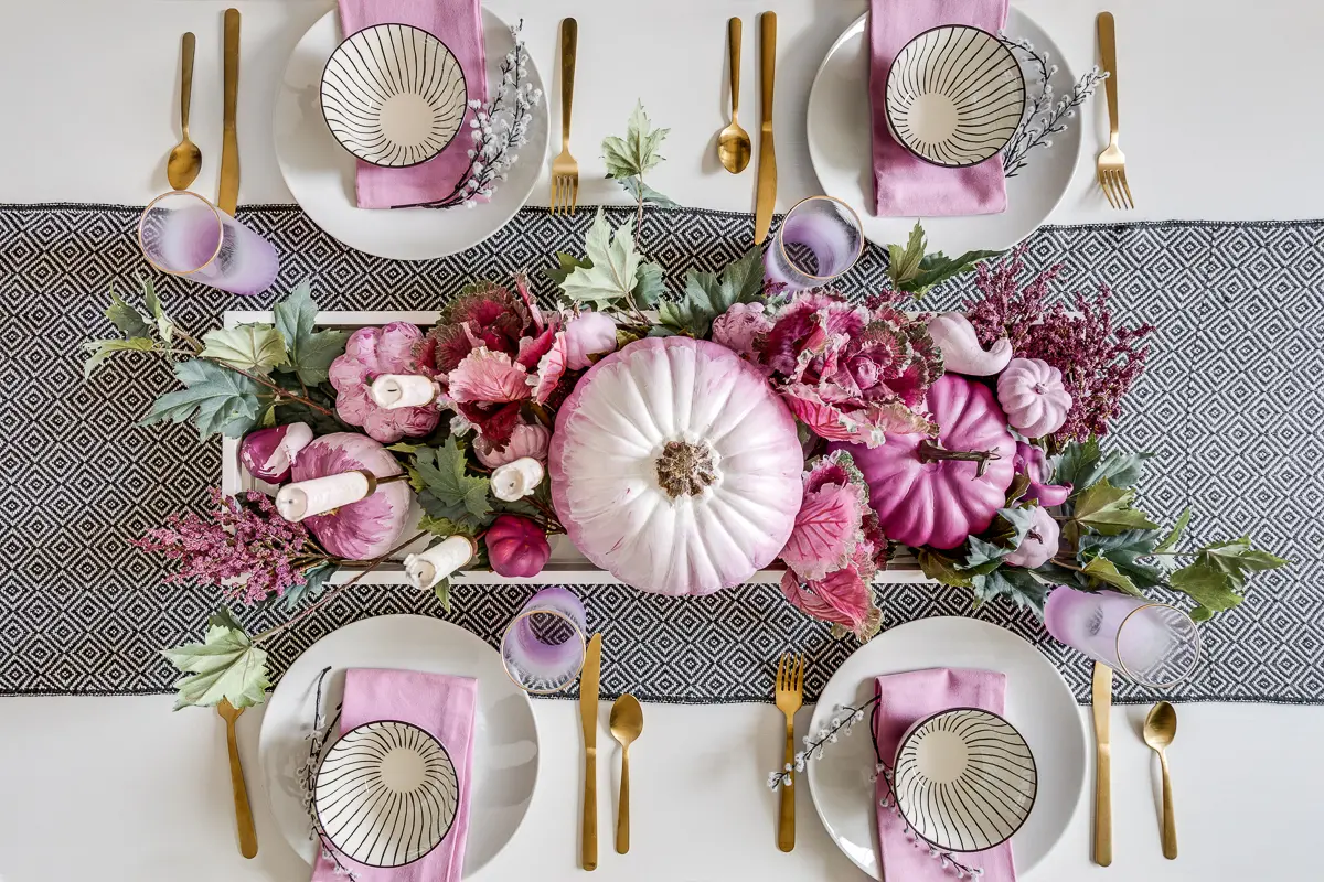 A fall table arrangement by interior decorator Sallie Lord