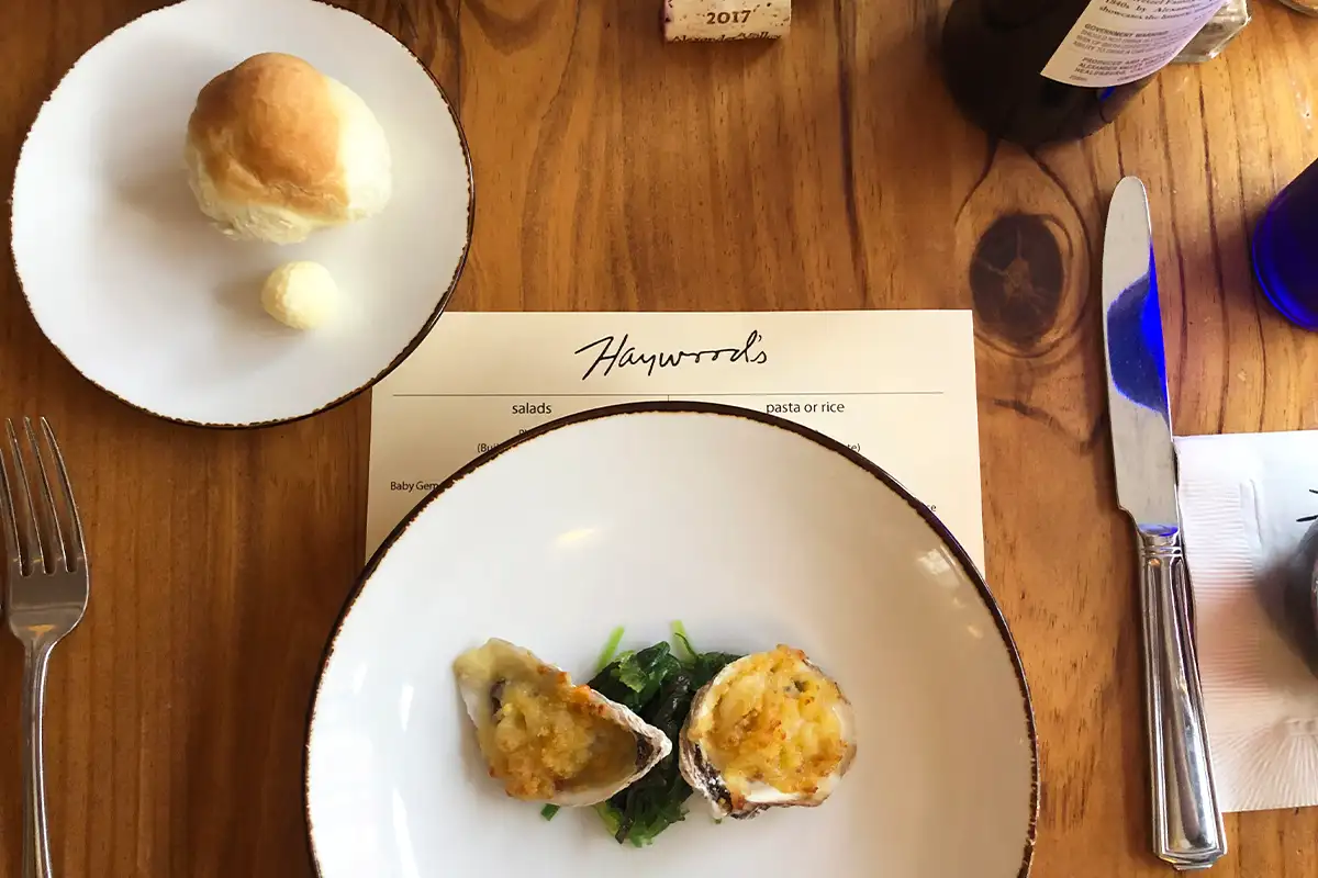 Food at Haywood's restaurant Lexington