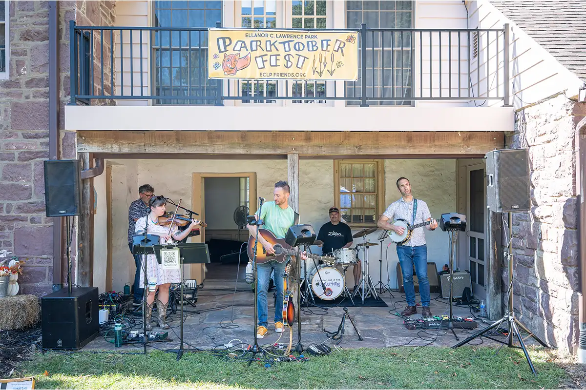 a band plays at the Parktoberfest celebration in Chantilly