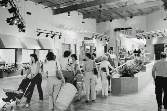 Shoppers in Potomac Mills in 1985