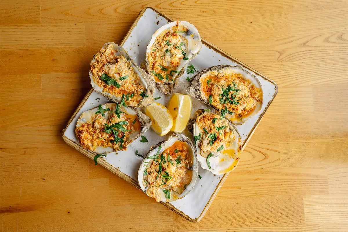Vola's Baked Green Torpedo Oysters (credit Emily Hoang)