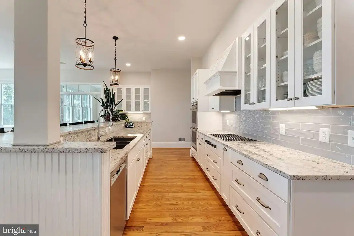kitchen with white cabinets