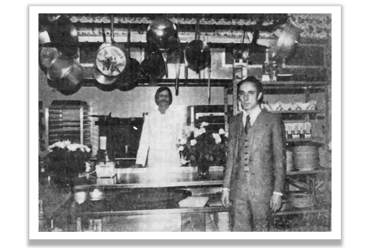 O'Connell and Reinhardt Lynch in The Inn's original kitchen, shortly after it opened in 1978.