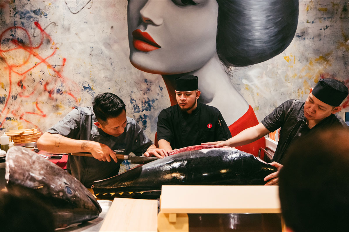 Yume Sushi chefs with tuna
