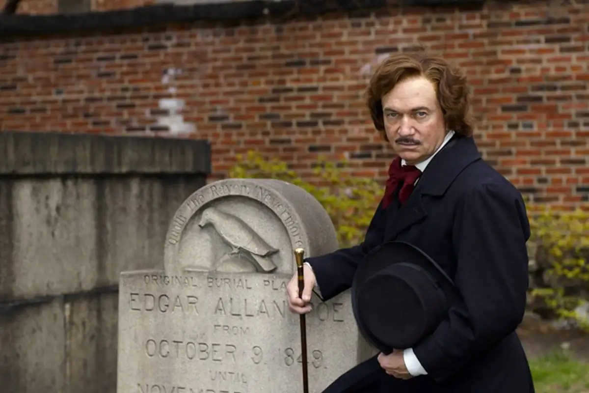 David Keltz as Edgar Allan Poe at Poe's grave
