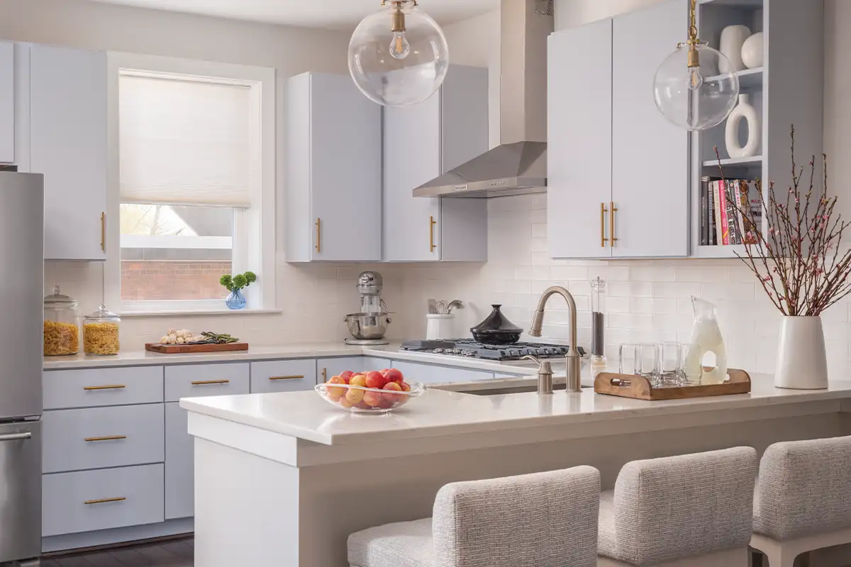 The French-inspired kitchen of the Del Ray townhome