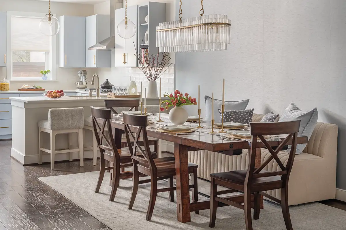 Dining and kitchen space in the Del Ray townhouse.