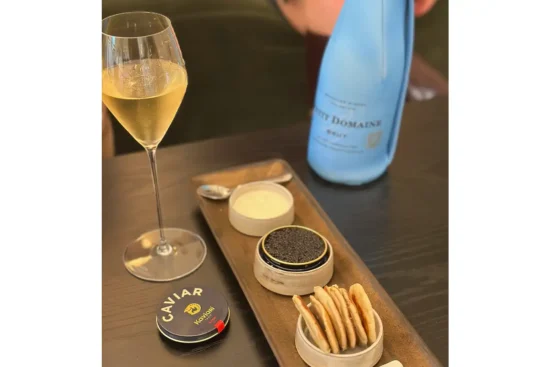 Petit Domaine wine and caviar