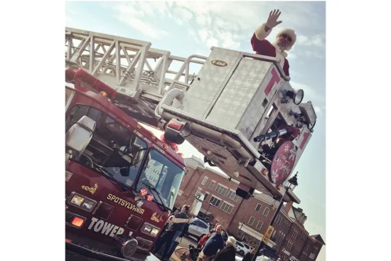 Santa on a fire engine at the Spotsylvania Christmas Parade