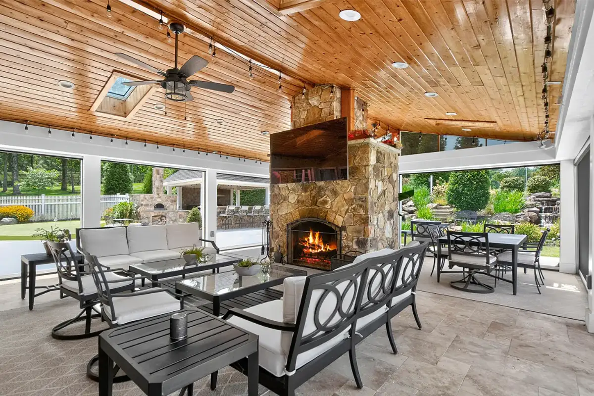 Screened porch at 7484 Wilson Rd. 