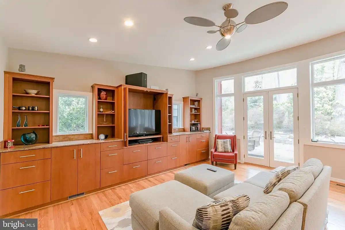 great room with custom entertainment center