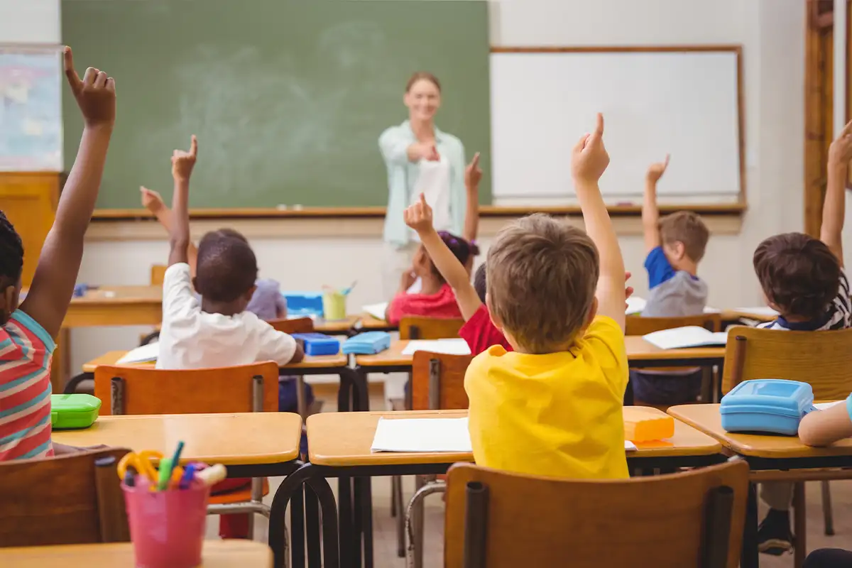 elementary school students in class