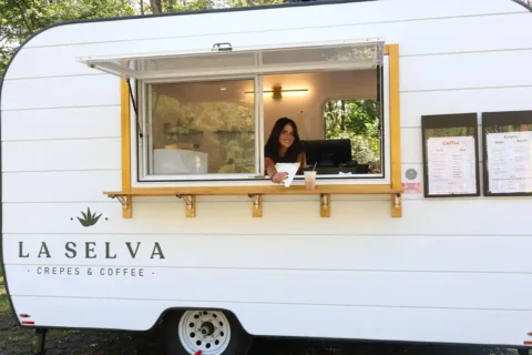 Juliana Duncan in La Selva Crepes & Coffee trailer