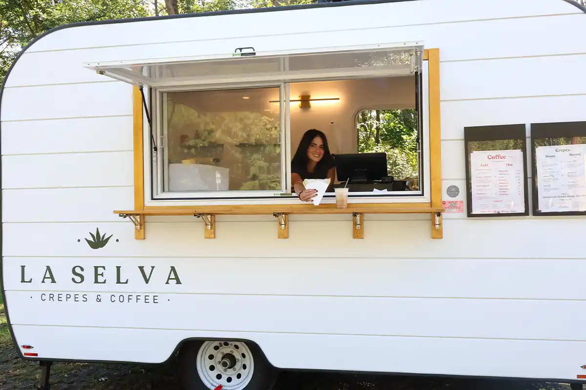 Juliana Duncan in La Selva Crepes & Coffee trailer