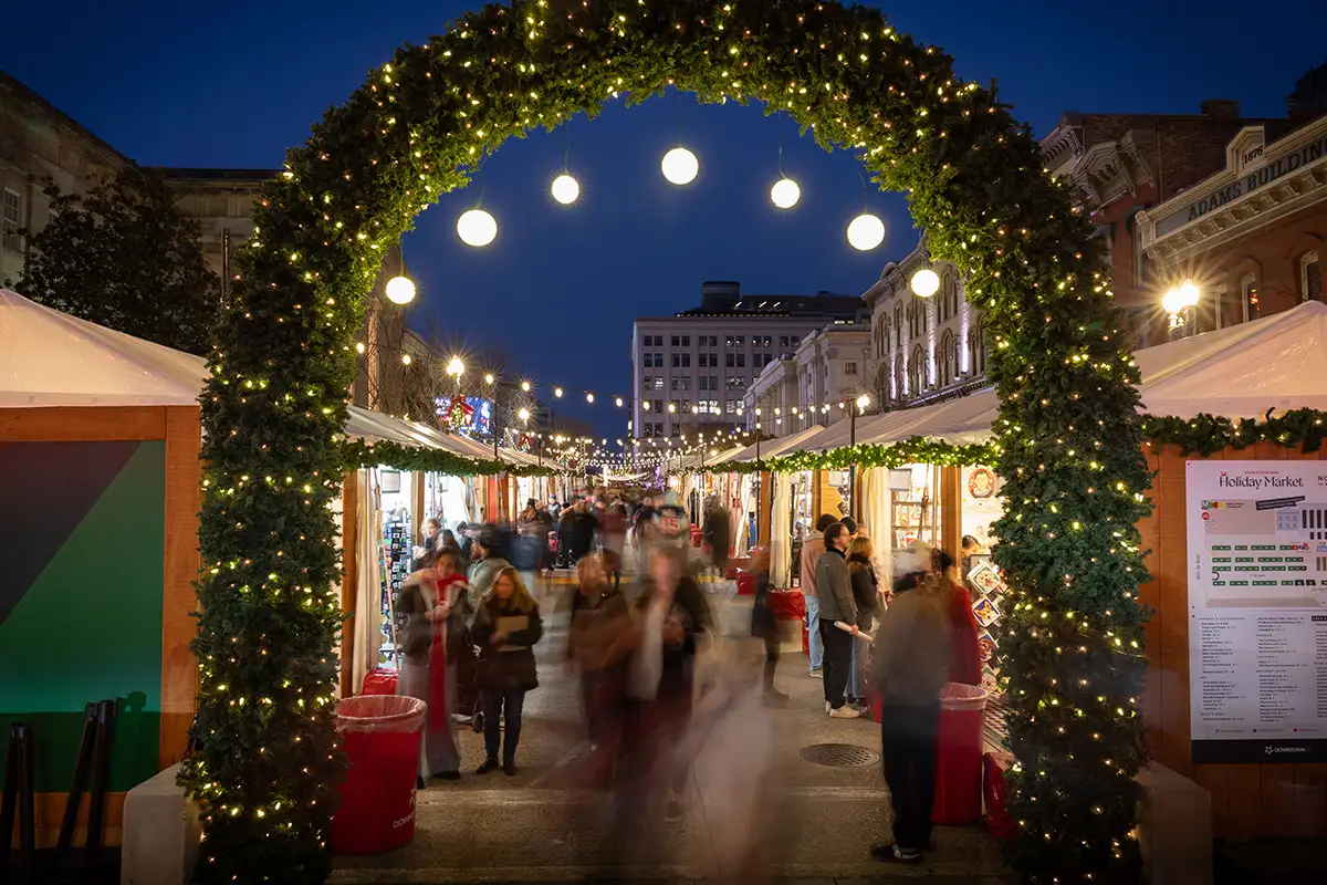 The entrance to the DowntownDC Holiday Market
