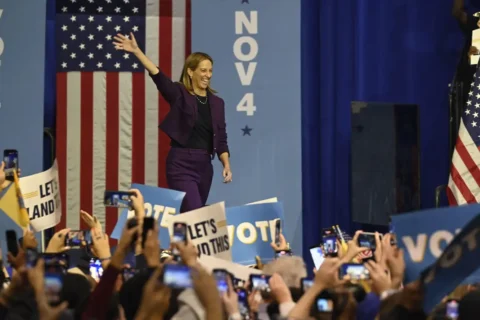 Mikie Sherrill at a campaign rally for New Jersey governor
