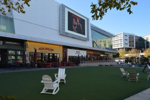 The turf lawn in the Mosaic District.