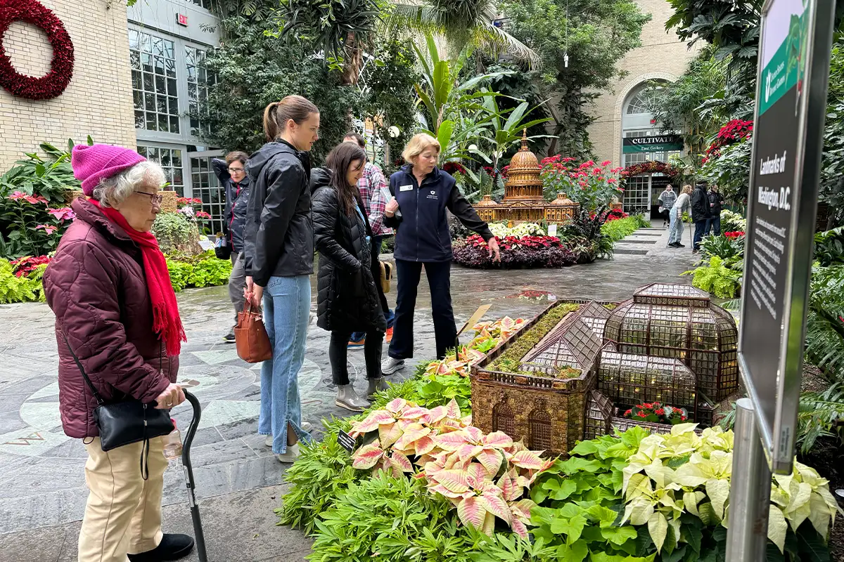 The conservatory model made from plant parts at the U.S. Botanic Garden holiday exhibit 2025