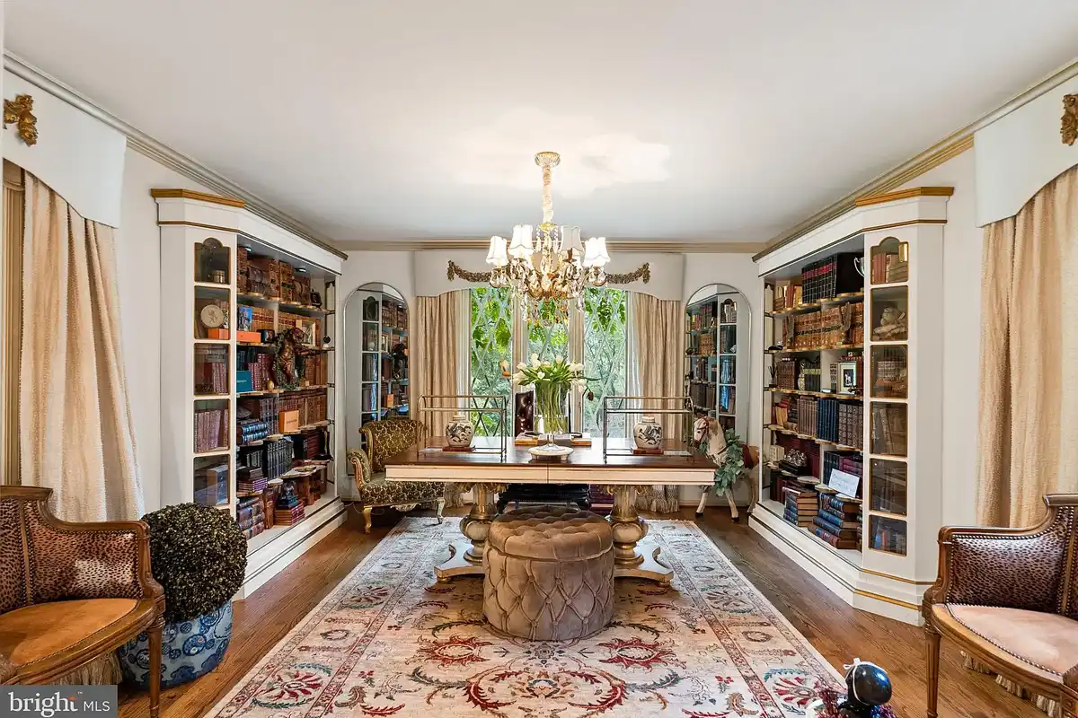 library with shelves and desk