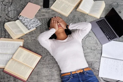 A student stressed.