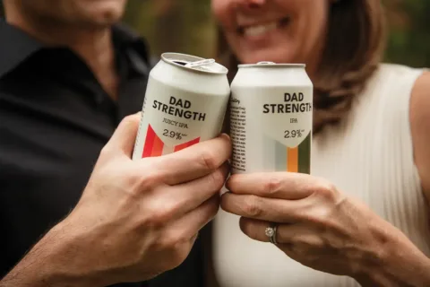 Dad Strength Brewing beer cans