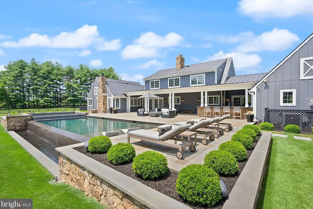 Back yard with pool, outdoor kitchen