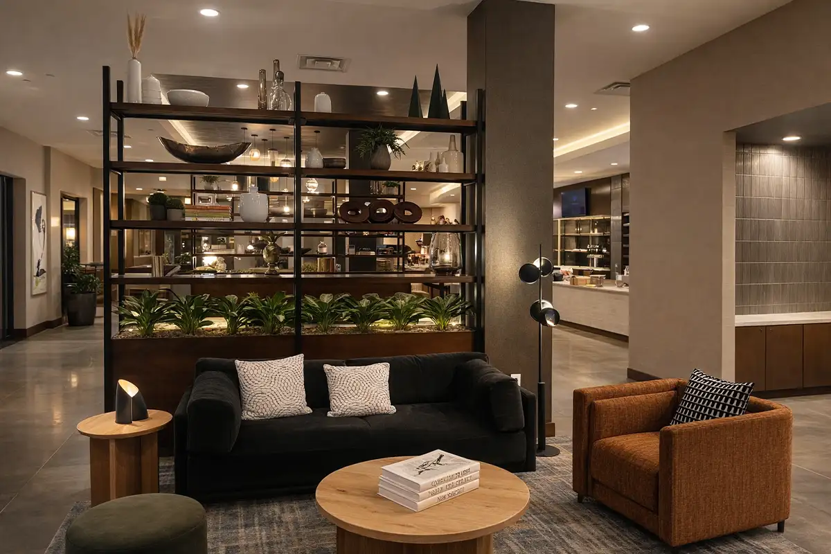Lobby of Tempo by Hilton on NOVA Live campus