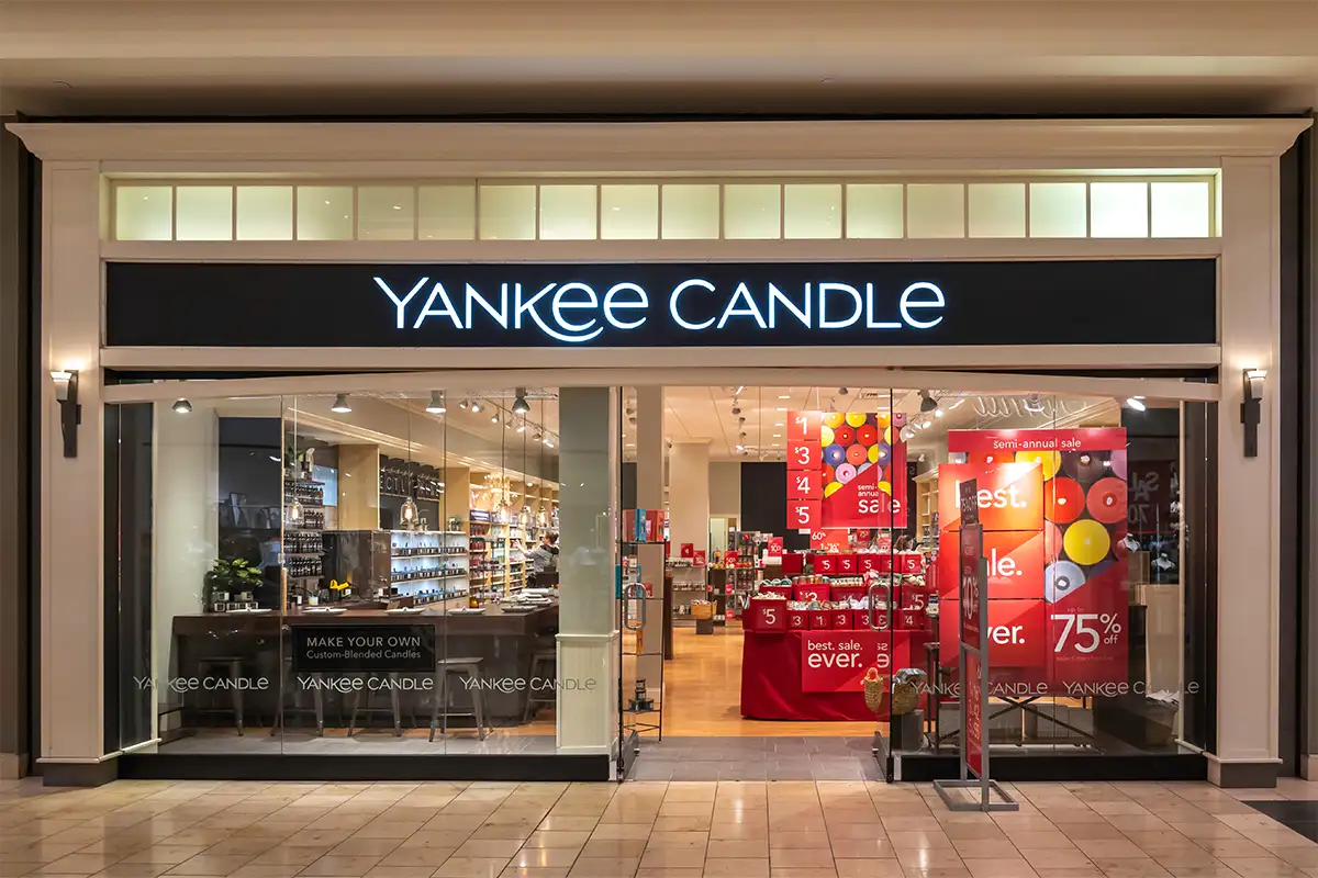 the exterior of a Yankee Candle store in a shopping mall
