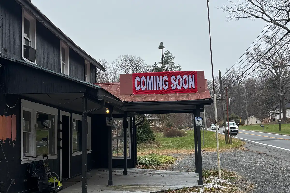 a coming soon sign at the young lucketts store in Lucketts VA